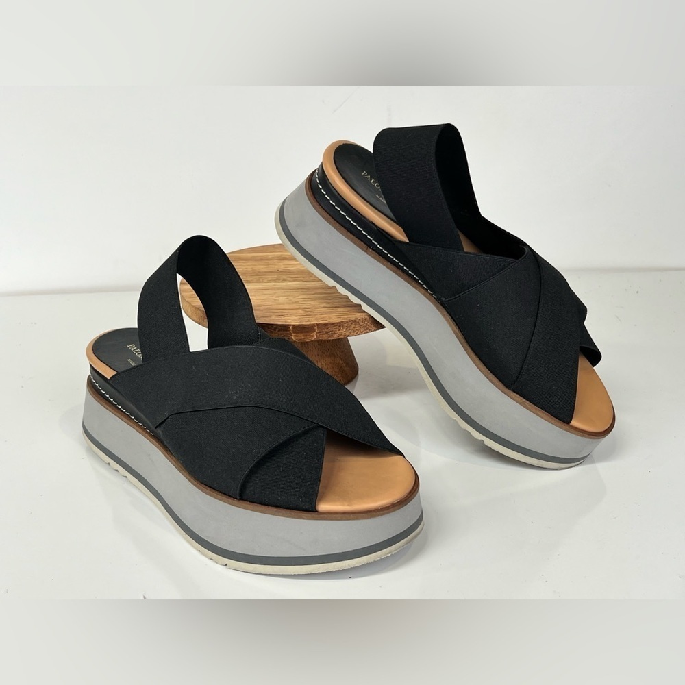 PALOMA BARCELO Black sling back platform sandals size 36/5.5-6. - Picture 2 of 9